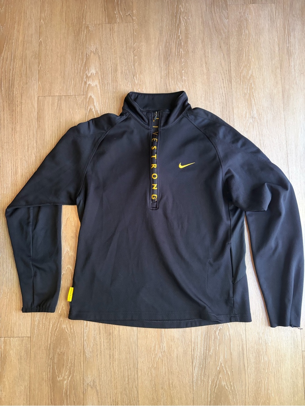 Nike Livestrong Black Quarter-Zip Sweater with Yellow Livestrong Accents